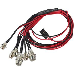 LAFEINA RC Car LED Light Kit, 6 LED Light Set Headlight Taillight 1/10 1/8 RC Model Car Truck Tank Tamiya D3 Axial SCX10 D90 HSP Kyosho HPI Lighting