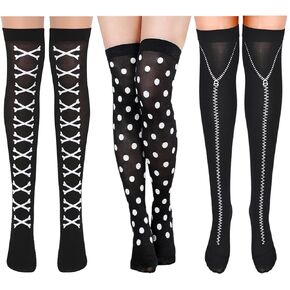Heyjoin Halloween Thigh High Long Socks Cosplay Festival Over Knee Stockings 3 Pairs
