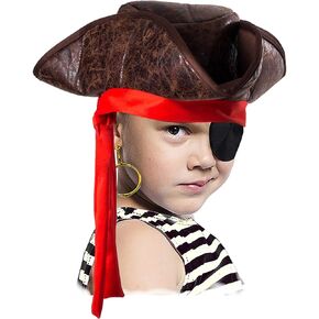Tigerdoe Pirate Hat for Kids - 3 Pc Set - Pirate Hat and Eye Patch - Pirate Accessories - Pirate Costumes