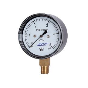 Low Capsule Pressure Gauge, 0-3 psi,2-1/2" face dial, 1/4" NPT lower Mount, Zero Adjustment, Safety Glass Window, blackSteel case