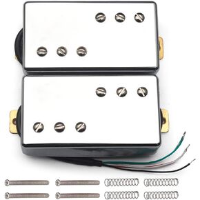 SAPHUE Two Line 3+3 Brass Cover Humbucker Guitar Pickup 4 Coil Cable 7.5k/15k Coil Splitting Pickup for LP Guitar Chrome