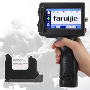 faruijie Handheld Inkjet Printer with 4.3Inch Touch Screen Printing Height 0.5" & 45MM/S Printing Speed for Batch Number Barcode Text Logo QR Code (Support 25 Languages)