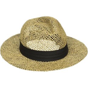 San Diego Hat Co. Men's Black Seagrass Panama Fedora Hat with Cloth Band in Kuwait