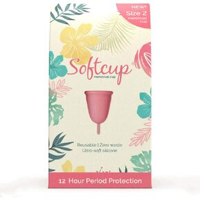 Softcup Menstrual Cup | Reusable Period Cup | Ultra-Soft Medical-Grade Silicone | Leak-Free, 12-Hour Wear | Made in The USA (Size 2)