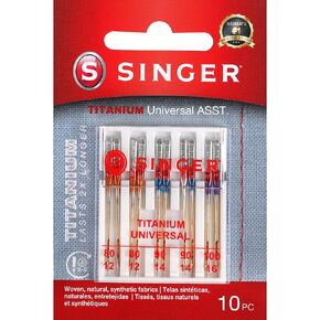 SINGER 04303 Universal Regular Point Woven Titanium Coated Needles, 5-Count, Sizes 80/11, 90/14