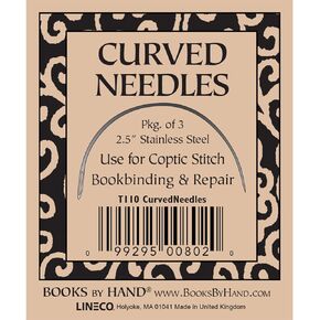 Lineco 2.5" Curved Sewing Needles, Pack of 3. Coptic Stitch, Bookbinding, Sewing, Leather, and Book Repair.