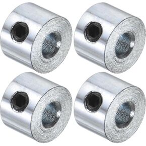 uxcell 4pcs Set Screw Collars 1/8" Bore Carbon Steel Shaft Collars, 3/8" OD, 1/4" Width Axle Collar Clamp for Linear Rod Shaft Guide