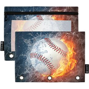 Football Pencil Pouch for 3 Ring Binder 2 Pack Binder Pencil Pouches Zippered Clear Pencil Case Cosmetic Bag for College Office Daily Supplies