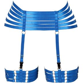 PETMHS Women's Punk Harness Leg Garters Belts Waist Lingerie Strappy Elastic Adjust Thigh garters and stocking