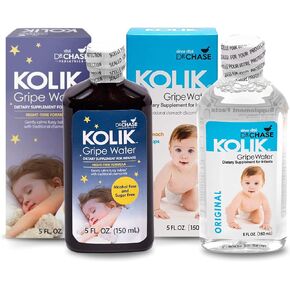 Dr. Chase Kolik Gripe Water Bundle - Nighttime & Alcohol Free All-Day Baby Colic Relief - Gripe Water for Babies & Infants - Baby Gas Relief for Cramps, Stomach Discomfort & Hiccups - 2-Pack