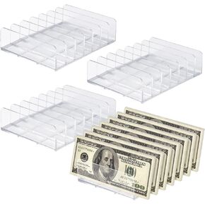 Popokk 4 حزمة الاكريليك البريد فارز المنظم واضح الاكريليك علبة النقود مقسم المال صينية حشو 7 أقسام الاكريليك عينيه لوحة ماكياج المنظم لبطاقة البريد رسالة مغلف لوحة in Kuwait