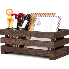 AKKO Rustic Mail Organizer, Wooden Letter and Mail Sorter Holder for Countertop, Farmhouse Countertop Storage Box, Office Desk Organizer Perfect for Gift and Home Decor