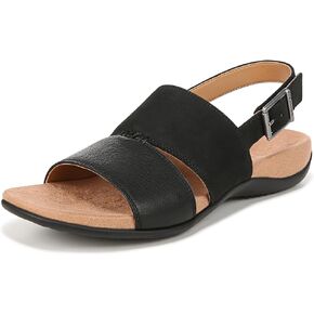 Vionic Women's Rest Morro Comfortable Flat Sandals- Supportive Dressy Sandals Comfort Shoes That Includes a Concealed Orthotic Insole Sizes 5-12 Black Leather Nubuck 9.5 Wide