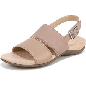 Vionic Women's Rest Morro Comfortable Flat Sandals- Supportive Dressy Sandals Comfort Shoes That Includes a Concealed Orthotic Insole Sizes 5-12 Taupe Leather Nubuck 8.5 Medium