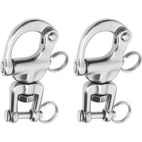 Micro Traders 2Pcs 316 Stainless Steel Snap Shackles Heavy Duty Swivel Eye Snap Shackle Marine Swivel Shackle for Sailboat Spinnaker Halyard 70mm