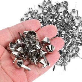 200Pcs Round Brads Purse Feet Handbag Nailheads Spike for DIY Leather Craft Purse Handbag Feet Nail Head, 12mm, Silver
