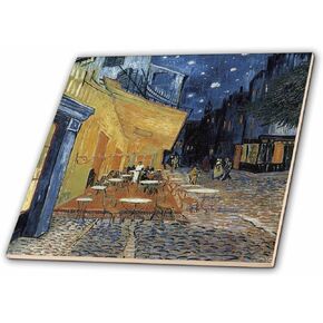 3dRose LLC ct_149687_1 Ceramic Tile, 4-Inch, Terrace of a Cafe at Night by Vincent Van Gogh