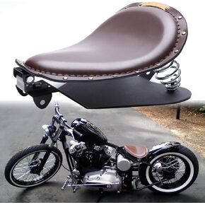 DREAMIZER 13" Black Large Motorcycle Spring Solo Seat Bracket Seat Compatible With Sportster Chopper Bobber and More