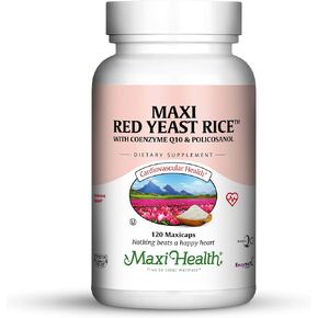 Maxi Health Red Yeast Rice - with Co Q10 & Policosanol - Cholesterol Support - 120 Capsules - Kosher
