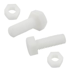 Biaungdo 30 Pair M8 x 25mm Nylon Hex Bolts, White Plastic Hex Bolts Full Thread Hex Head Screws and Nuts Set