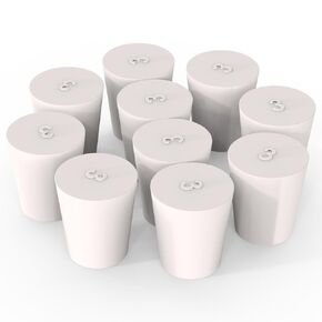 XCD Solid Rubber Stoppers (10-Pack), 6# Dia. 26 mm/1.02" x 33 mm/1.30", Length 28.5 mm/1.12" White Tapered Lab Seal Rubber Stoppers Fits Most Flask, Test Tube and Other Glassware