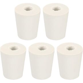 MECCANIXITY Rubber Tapered Plug 17mm to 23mm with Hole Test Tubes Bungs Stopper White for Lab Home 5 Pieces