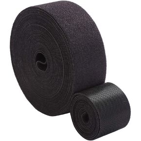 Reusable Fastening Tape Cable Ties Roll 2 Inch Double Side Hook Roll Hook and Loop Cord Management Wire Organizer Straps Black 5 Yard