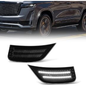 Gempro LED أضواء العلامات الجانبية ل 2021-2023 يوكون XL دينالي تاهو سوبربان إسكاليد ESV مصابيح إشارة بيضاء عدسة مدخنة، 2 قطعة