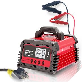 Treeligo 5/10/25 AMP Car Battery Charger-12 V /24 V Fully Automatic Smart Lead-Acid Battery Charger, AGM Gel Circulation Trickle Maintainer Desulfator Advanced Diagnostic Testing Pulse Repair