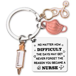 Guqqeuc Nurse Graduation Gifts Stethoscope Syringe Keychain for Doctor Nurse Appreciation Gifts for Women Nursing Grad Keyrings for Nurse Student Inspirational Gifts for Nurse Practitioner