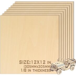 Unfinished Wood Pieces, Basswood Sheets Plywood Sheets for Crafts,Perfect for DIY Projects Painting Drawing Laser Wood Engraving Wood Burning and CNC Cutting (Yellow, 12 * 12 * 1/8)
