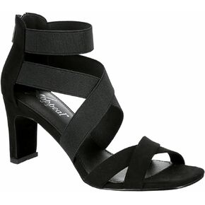 XAPPEAL Elline - Women's Zip-Up Elastic Ankle Strap Heel Open Toe Dress Sandal