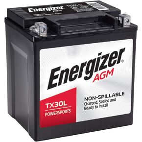 Energizer - ETX30LA TX30LA AGM Motorcycle and ATV 12V Battery, 385 Cold Cranking Amps and 30 Ahr, Replaces: TX30LA and others, Black
