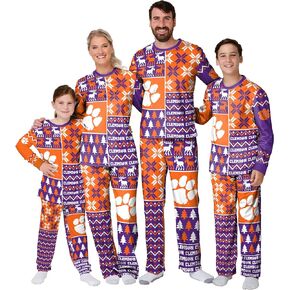 مجموعة FOCO NCAA للسيدات NCAA Busy Block Family Matching Collection مجموعة Holiday Pjs