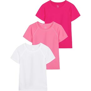 تي شيرت سباحة من Poroka 3 قطع للفتيات والأطفال الصغار بعامل حماية من الأشعة فوق البنفسجية 50+ Rashguard قصير الأكمام للسباحة في الهواء الطلق ملابس سباحة لركوب الأمواج in Kuwait