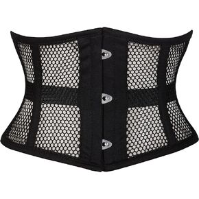 Womens Waist Trainer Cincher Heavy Duty Steel Boned Underbust Waspie Mesh Corset