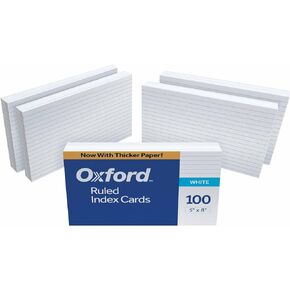 Oxford 51EE Ruled Index Cards, 5" x 8", White, 500 Cards (5 Packs of 100) (51)