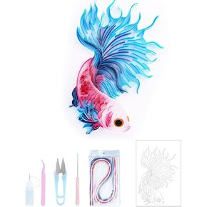 Uniquilling Quilling Paper Quilling Kits for Adults and Kids Beginner, Exquisite Handmade for DIY Paper Filigree Painting Kits, Home Room Wall Art Decor Best Gifts, 8 * 10-inch Betta(Basic)