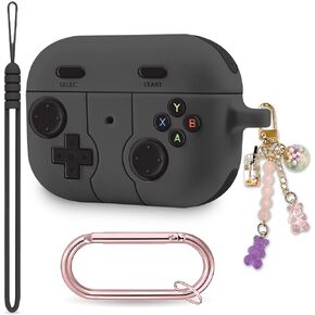 AirPods Pro 2nd /1st Generation Case Cover with Silicone Wrist Strap Cute Candy Keychain, Handheld Game Console Design Case Soft Silicone Protective for Apple AirPods Pro 2nd/1st Case 2019/2022/2023