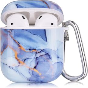 QINGQING Compatible with AirPods Case, Cute Printed Design Airpods Protective Hard Case Cover Portable & Shockproof Women Men with Keychain for Airpods 2/1 Charging Case