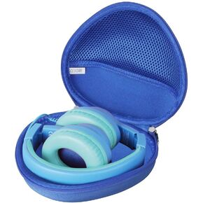 Adada Hard Travel Case for iClever HS19 Kids Headphones (uter Blue + Inner Red)