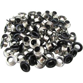 Amanaote 4.5mm Internal Hole Diameter Matte Black Eyelets Grommets with Washer Self Backing Pack of 200 Sets