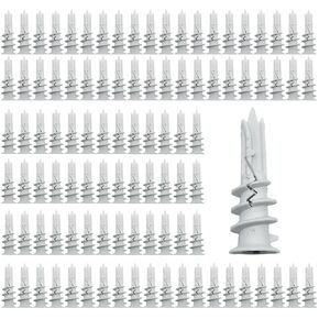 100 Pcs Self Drilling Drywall Anchors (Screws No Included), Plastic Anchors for Drywall, Sheetrock, Gypsum Wallboard, Screw Anchors for Multiple Wall Hanging Items, No Pre Drilling Required