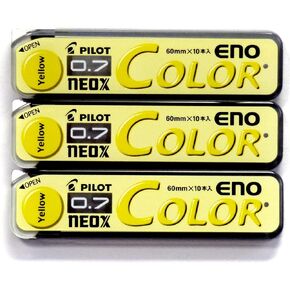 Pilot Color Mechanical Pencil Lead Eno, 0.7mm, Yellow, 10 Lead ×3 Pack/total 30 Leads (Japan Import)
