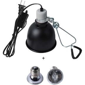 Reptile Heating Lamp, UVA UVB Lighting Lamp with Anti-hot Cage Light Holder for Reptiles, Lizards, Turtle, Snakes, Aquarium(Included 2 Heat Bulbs, 110V, 25W)