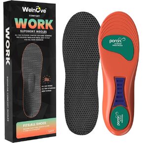 Work Insoles for Women Men Shoe - Welnove All-Day Comfort Memory Foam Shoe Insoles for Plantar Fasciitis, Heel Spur Pain - Shock Absorption Shoe Support Inserts for Work Boot, M [US M: 6-10/W: 7-11]