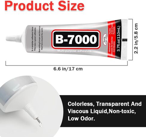 غراء B-7000 110 مل، لاصق B7000 صناعي متعدد الأغراض عالي الجودة، أصماغ شفافة شبه سائلة مناسبة لإصلاح شاشة الهاتف، والخشب، والمجوهرات (110 مل / 3,7 أونصة) in Saudi Arabia