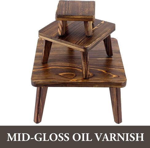 MyGift 3 Pc Set Rustic Burnt Solid Wood Square Nesting Cupcake Stands, Commercial Display Risers for Food or Desserts, Retail Merchandise Pedestals in Saudi Arabia