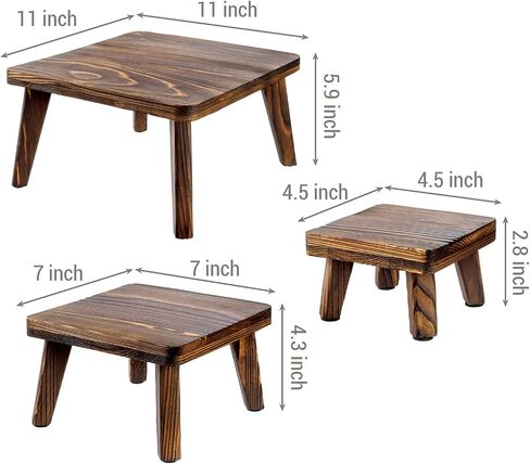 MyGift 3 Pc Set Rustic Burnt Solid Wood Square Nesting Cupcake Stands, Commercial Display Risers for Food or Desserts, Retail Merchandise Pedestals in Saudi Arabia