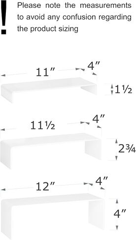 Red Co. 2-Pack Set of 3 (4", 3", 2") Acrylic Rectangular Step Shelf Display Stand Risers, White in Saudi Arabia